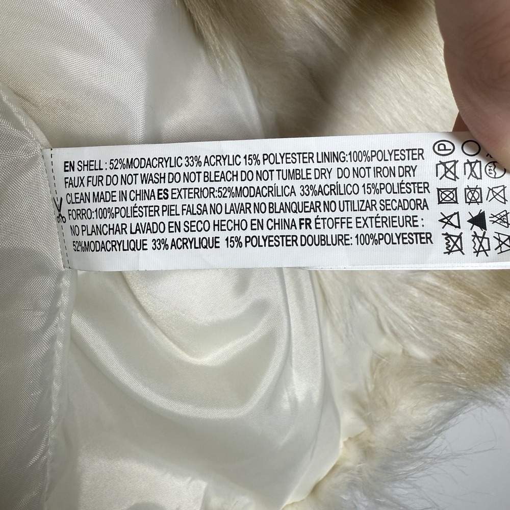 Vintage Forever 21 Faux Fur Vest Women's Small Cream Beige Open Front Lined Y2K - Picture 8 of 8